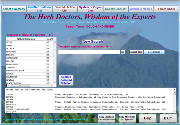 Herb Doctors from 54 countries agree 
With 40,000 new facts recently added! 
by Steve Blake, ScD, MH, Registered Herbalist, AHG